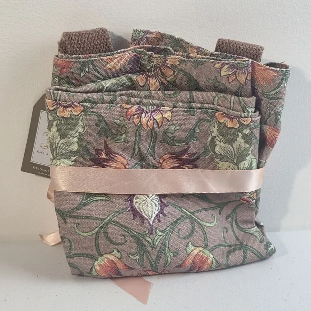 RACHEL ASHWELL Shabby Chic Floral Flowers Canvas Tote Bag Sac Made in India New